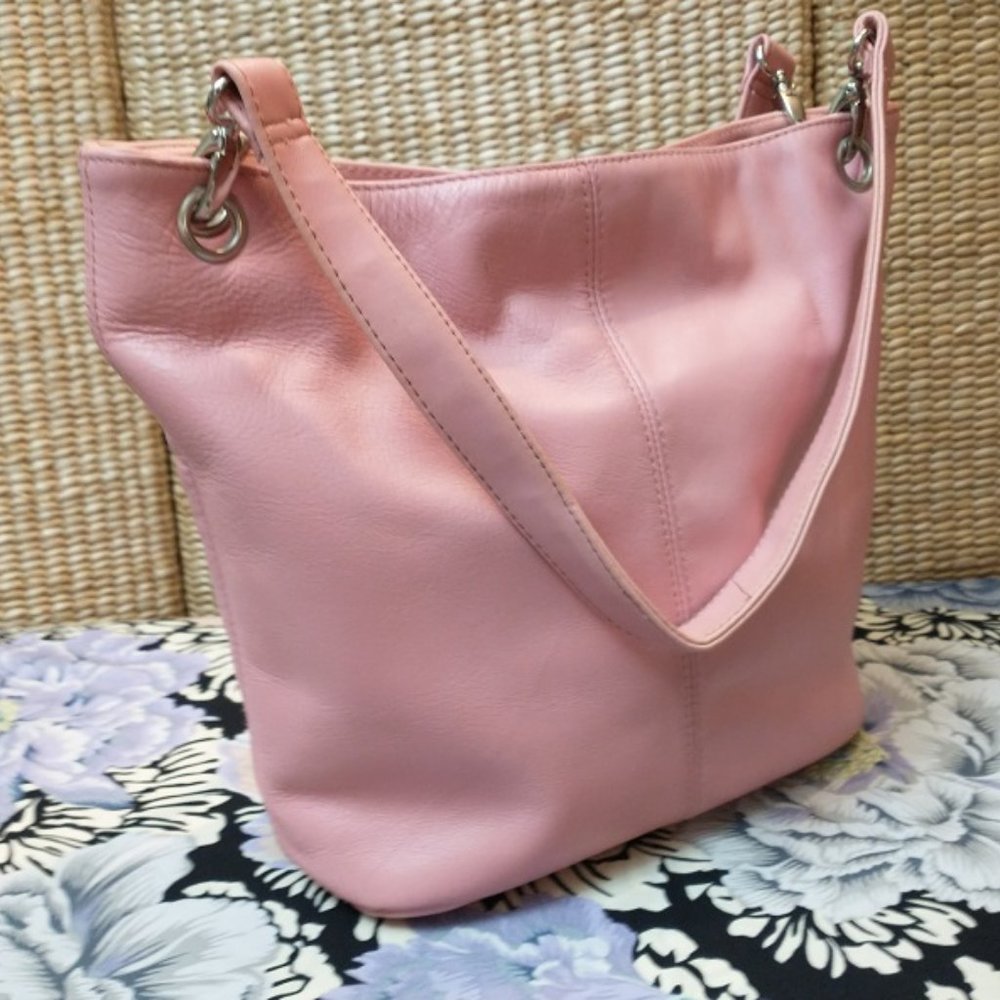 Worthington Pink Leather Hand Bag Double handles Pretty